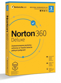 Ilustracja NORTON 360 Deluxe 25GB PL (1 użytkownik, 3 urządzenia, 1 rok) - BOX