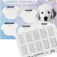 Ilustracja produktu Starpak Plan Lekcji z Tabliczką Mnożenia A5 Cuties Pieski 409084