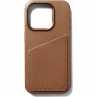 Ilustracja produktu Mujjo Full Leather Wallet Case - etui skórzane do iPhone 15 Pro kompatybilne z MagSafe (tan)