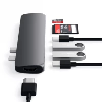 2. Satechi Pro Hub Adapter - Aluminiowy Hub z podwójnym USB-C do MacBook Space Gray