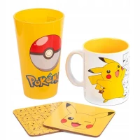 6. Zestaw Prezentowy Pokemon - Pikachu: Kubek + Szklanka + 2 x Podkładka - ABS