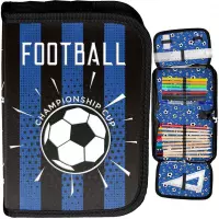 Ilustracja produktu Paso Piórnik Dwuklapkowy z Wyposażeniem Football Niebieski PP25NG-P001