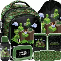 Ilustracja produktu Paso Zestaw Szkolny 5el. Pixel Green Plecak PP25PX-260 + Piórnik PP25PX-P001BW + Worek PP25PX-712