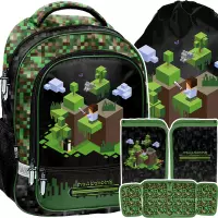 Ilustracja produktu  Paso Zestaw Szkolny 3el. Pixel Green Plecak PP25PX-260 + Piórnik PP25PX-P001BW + Worek PP25PX-712