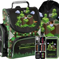 Ilustracja produktu Paso Zestaw Szkolny 3el. Pixel Green Tornister PP25PX-525 + Piórnik PP25PX-023 + Worek PP25PX-712