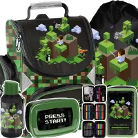 Ilustracja produktu Paso Zestaw Szkolny 5el. Pixel Green Tornister PP25PX-525 + Piórnik PP25PX-023 + Worek PP25PX-712