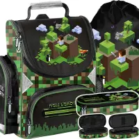 Ilustracja produktu  Paso Zestaw Szkolny 3el. Pixel Green Tornister PP25PX-525 + Piórnik  PP25PX-013 + Worek PP25PX-712