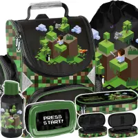 Ilustracja produktu Paso Zestaw Szkolny 5el. Pixel Green Tornister PP25PX-525 + Piórnik PP25PX-013 + Worek PP25PX-712