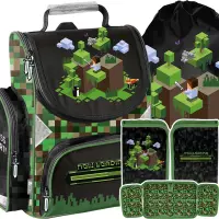 Ilustracja produktu Paso Zestaw Szkolny 3el. Pixel Green Tornister PP25PX-525 + Piórnik PP25PX-P001BW + Worek PP25PX-712