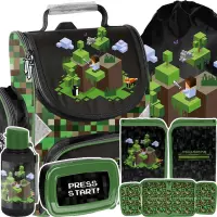 Ilustracja produktu  Paso Zestaw Szkolny 5el. Pixel Green Tornister PP25PX-525 + Piórnik PP25PX-P001BW + Worek PP25PX-712