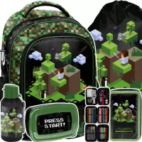 Ilustracja produktu Paso Zestaw Szkolny 5el. Pixel Green Plecak PP25PX-260 + Piórnik PP25PX-023 + Worek PP25PX-712