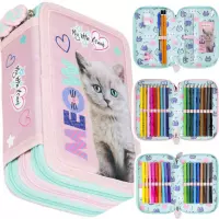 Ilustracja produktu St. Majewski Piórnik Potrójny z Wyposażeniem  Fluffy Kitty 5687082