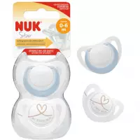 Ilustracja produktu Nuk Smoczek Uspokajający Silikonowy 0-6m Star Niebieski 2szt.537208