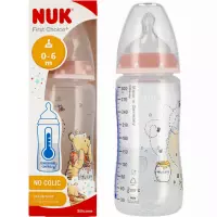 Ilustracja produktu Nuk Butelka 300ml 0-6m First Choice+ Smoczek Silikonowy M Kubuś Różowa 537158