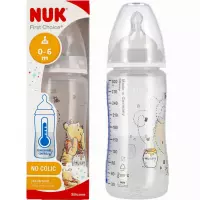 Ilustracja produktu Nuk Butelka 300ml 0-6m First Choice+ Smoczek Silikonowy M Kubuś Popiel 537160