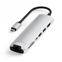 Ilustracja produktu Satechi Aluminium Adapter Slim - aluminiowy adapter podróżny do urządzeń mobilnych USB-C Silver