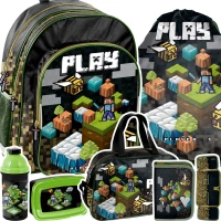 Ilustracja produktu Paso Zestaw Szkolny 6el. Gaming Plecak PP22GM-090 + Piórnik PP22GM-001BW + Worek PP22GM-712 + Torba PP22GM-074