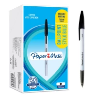 Ilustracja produktu Paper Mate Długopis Jednoroazowy 045 ze Skuwką 1.0mm Czarny Display 50 Sztuk 2084379