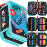 Ilustracja produktu St. Majewski Piórnik Potrójny z Wyposażeniem Stitch Mint Aloha 683619