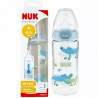 Ilustracja produktu Nuk Butelka 300ml 0-6m First Choice+ Smoczek Silikonowy M Niebieska 527910