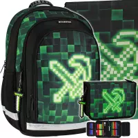 Ilustracja produktu Starpak Zestaw Szkolny 3el. Pixel Green Plecak 533137 + Worek 533139 + Piórnik 533390