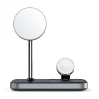 Ilustracja produktu Satechi Magnetic 3in1 - Stojąca Ładowarka Magnetyczna do Trzech Urządzeń Space Gray