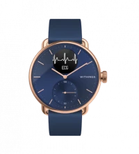 Ilustracja produktu Withings Scanwatch - zegarek z funkcją EKG, pomiarem pulsu i SPO2 oraz mierzeniem aktywności fizycznej i snu (38mm, rose gold blue)