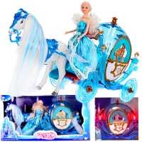 Ilustracja Duża Karoca Kareta Z Chodzącym Koniem dla Lalek Barbie i Lalką 419087