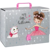Ilustracja produktu Starpak Teczka z Rączką A4 95mm Szaro-Rożowa Ballerina 493169