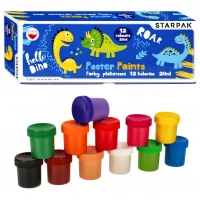 Ilustracja Starpak Farby Plakatowe Dino 12 Kolorów 20ml 493206