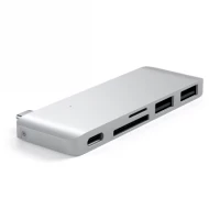 Ilustracja produktu Satechi Type-C USB Passthrough Hub - aluminiowy Hub do urządzeń mobilnych USB-C Silver