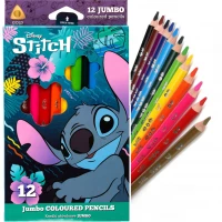 Ilustracja produktu Coolpack Kredki Ołówkowe Trójkątne Stitch Jumbo 12 Kolorów 54816PTR