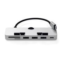 Ilustracja produktu Satechi Aluminum Type-C Clamp Hub Pro - aluminiowy Hub do iMac 2017/2019/2020 USB-C Silver)
