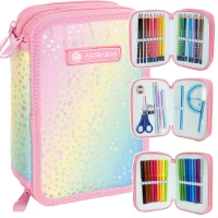 Ilustracja produktu AstraBag Piórnik Trzykomorowy z Wyposażeniem AC31 Ombre Rainbow Dust 503022024