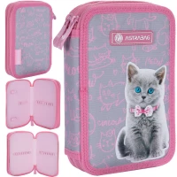 Ilustracja AstraBag Piórnik AC2 Dwukomorowy bez Wyposażenia Pinky Kitty 503022050