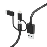 Ilustracja produktu Hama ADAPTER 3w1 MICRO USB Typ-C/LIGHTNING 1,5m Czarny