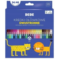 Ilustracja produktu Interdruk Kredki Ołówkowe Dwustronne BEBE Kids 24/48 kolory 327109