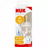 Ilustracja produktu Nuk Butelka 150ml 0-6m First Choice+ Smoczek Lateksowy M Popielata 527885