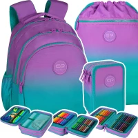 Ilustracja CoolPack Zestaw Szkolny 3el. Gradient Blueberry Plecak E29505 + Piórnik E67505 + Worek E70505