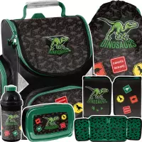 Ilustracja produktu  Paso Zestaw Szkolny 5el. Dino Green Tornister PP25DI-525 + Piórnik PP25DI-P001BW + Worek PP25DI-712
