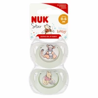 Ilustracja produktu Nuk Smoczek Uspokajający Star Silikonowy 0-6m Kubuś/Tygrysek 2szt. 535481