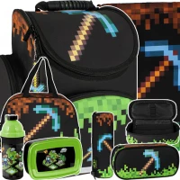 Ilustracja Starpak Zestaw Szkolny Pixel Game Kilof 7el. Tornister 506708 + Piórnik 506942 + Worek 485859 + Torba 514749