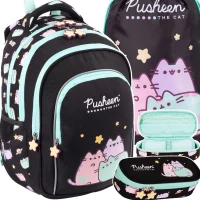 Ilustracja St.Majewski Zestaw Szkolny Pusheen Pastel Black 3el. Plecak BPL-58 663161 + Piórnik 663253 + Worek 663192