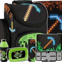 Ilustracja  Starpak Zestaw Szkolny Pixel Game Kilof 6el. Tornister 506708 + Piórnik 485867+ Worek 485859 