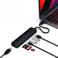 Ilustracja produktu Satechi Slim Multiport USB-C - Adapter do Urządzeń Mobilnych Black