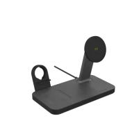 Ilustracja Mophie Snap+ 3w1 wireless charging stand - stojąca ładowarka bezprzewodowa do trzech urządzeń kompatybilna z MagSafe 15W (black)