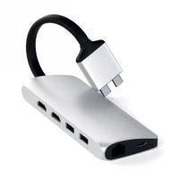Ilustracja Satechi Type-C Dual Multimedia Adapter - Aluminiowy Adapter do MacBook z podwójnym USB-C Silver
