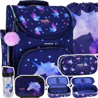 Ilustracja produktu Starpak Zestaw Szkolny 5el. Unicorn Galaxy Tornister 492603 + Piórnik 492604 + Worek 486107