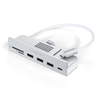 Ilustracja Satechi USB-C Clamp Hub for 24" iMac - Hub do iMac M1 2021 24" oraz 27" Studio Display 2022 USB-C Silver