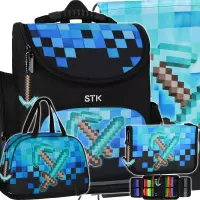 Ilustracja produktu Starpak Zestaw Szkolny 4el. Pixel Blue Tornister 552620 + Worek 552613 + Piórnik 552623 + Torba 552616